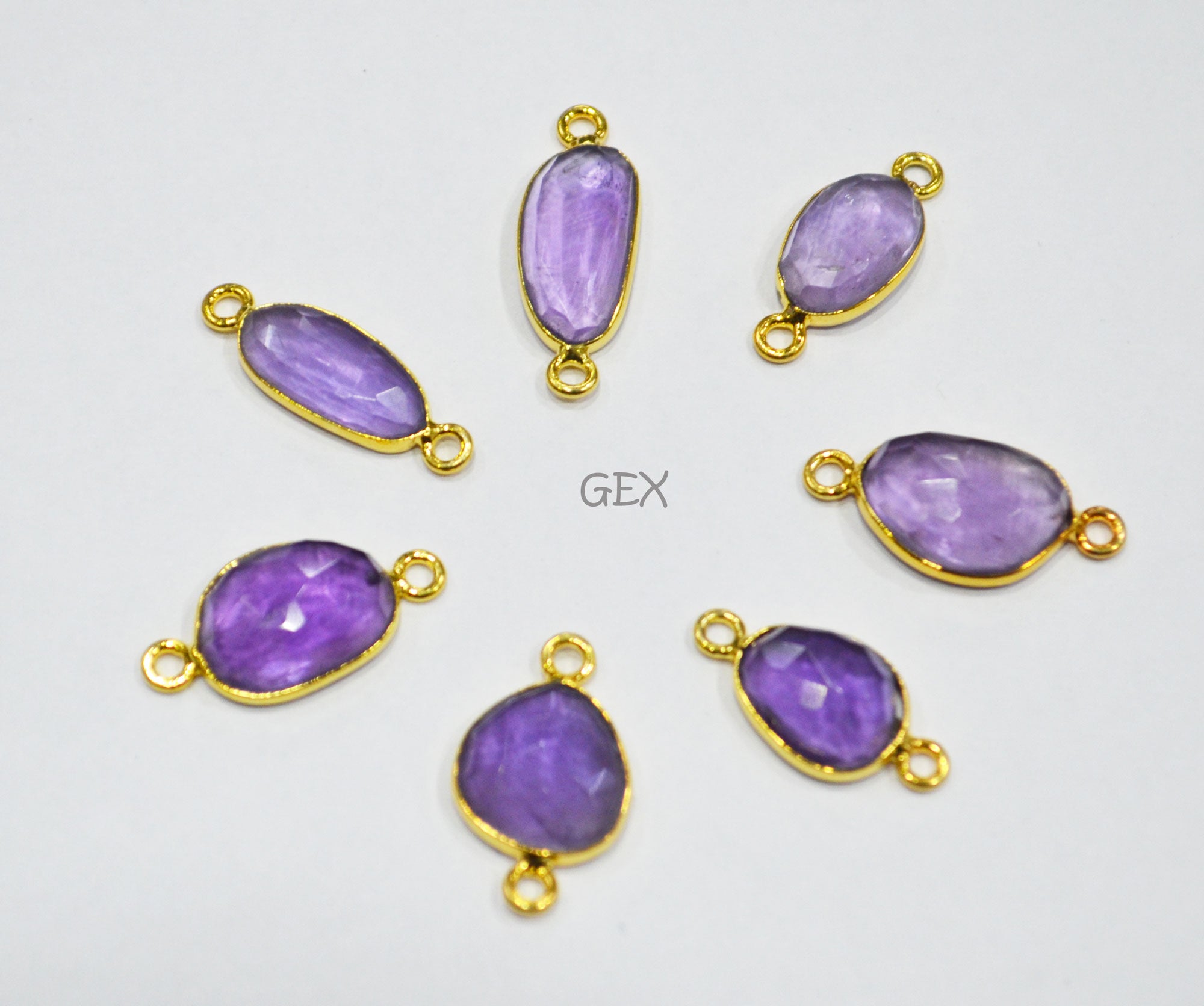 Natural Amethyst Faceted Free Form Shape Connector , Sold By Piece , 8x10 - 10x16 mm , RB-7225