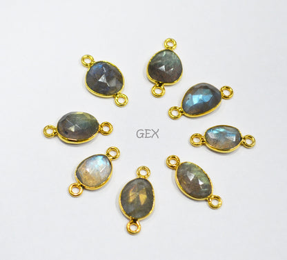Natural Labradorite Faceted Free Form Shape Connector , Sold By Piece , 8x9 - 13x16 mm , RB-7226