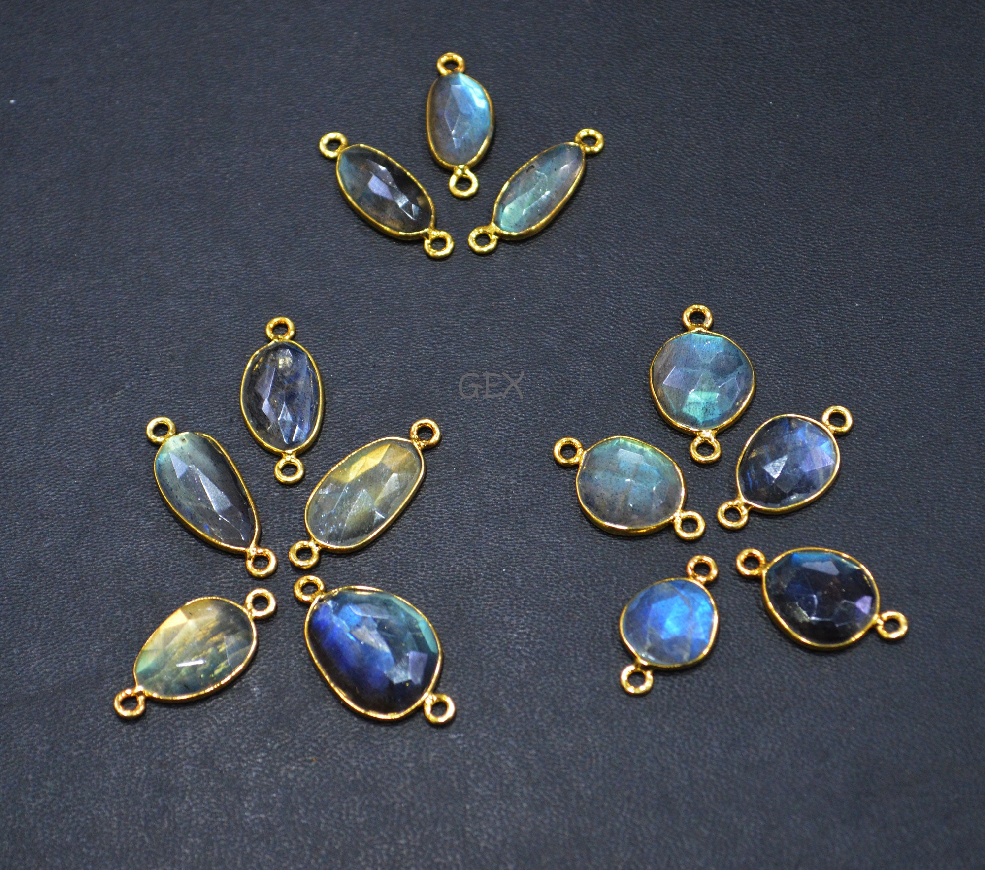Natural Labradorite Faceted Free Form Shape Connector , Sold By Piece , 8x9 - 13x16 mm , RB-7226