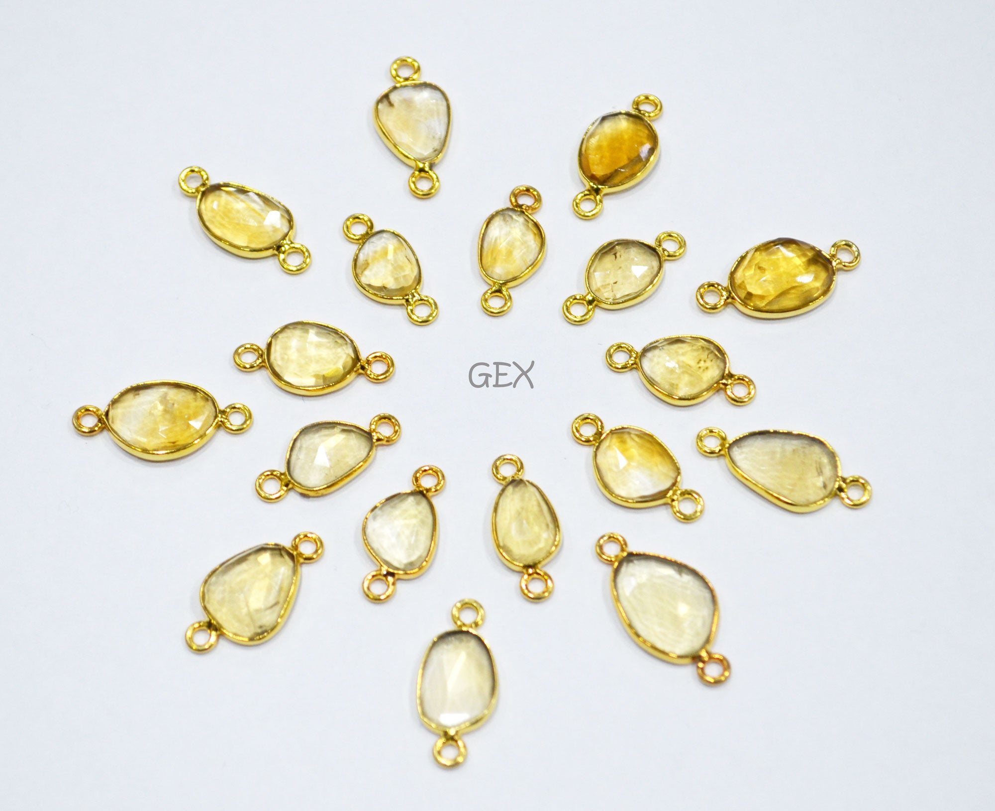 Natural Citrine Faceted Free Form Shape Connector , Sold By Piece , 7x9 - 10x14 mm , RB-7227