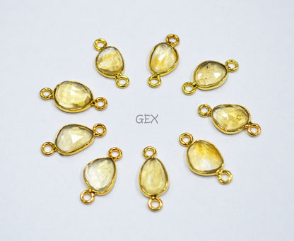 Natural Citrine Faceted Free Form Shape Connector , Sold By Piece , 7x9 - 10x14 mm , RB-7227