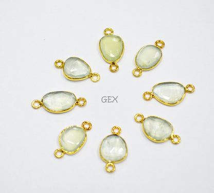 Natural Prehnite Faceted Free Form Shape Connector , Sold By Piece , 7x8 - 11x13 mm , RB-7228