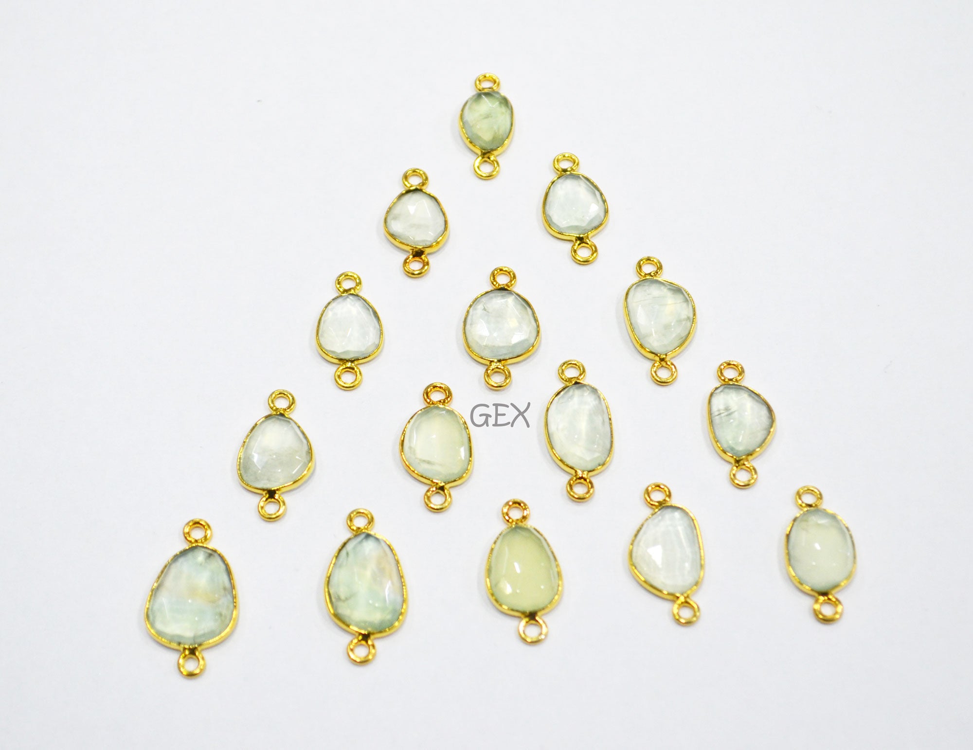 Natural Prehnite Faceted Free Form Shape Connector , Sold By Piece , 7x8 - 11x13 mm , RB-7228