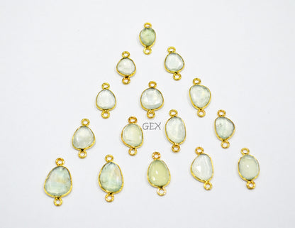 Natural Prehnite Faceted Free Form Shape Connector , Sold By Piece , 7x8 - 11x13 mm , RB-7228