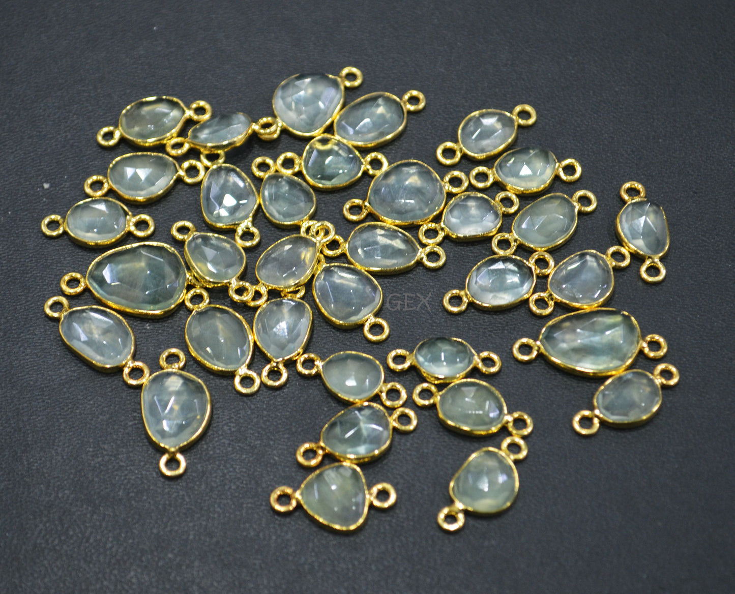 Natural Prehnite Faceted Free Form Shape Connector , Sold By Piece , 7x8 - 11x13 mm , RB-7228