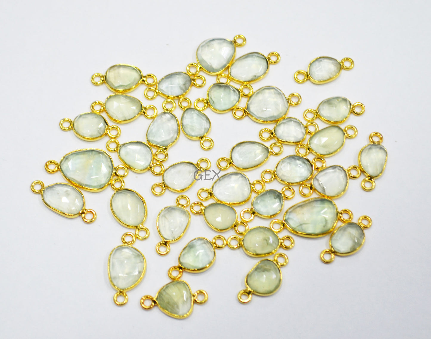 Natural Prehnite Faceted Free Form Shape Connector , Sold By Piece , 7x8 - 11x13 mm , RB-7228