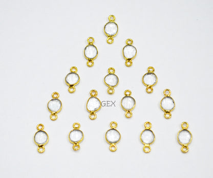 Rock Crystal Faceted Free Form Shape Connector , Sold By Piece , 7x8 - 8x10 mm , RB-7229