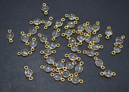 Rock Crystal Faceted Free Form Shape Connector , Sold By Piece , 7x8 - 8x10 mm , RB-7229