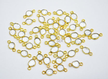 Rock Crystal Faceted Free Form Shape Connector , Sold By Piece , 7x8 - 8x10 mm , RB-7229