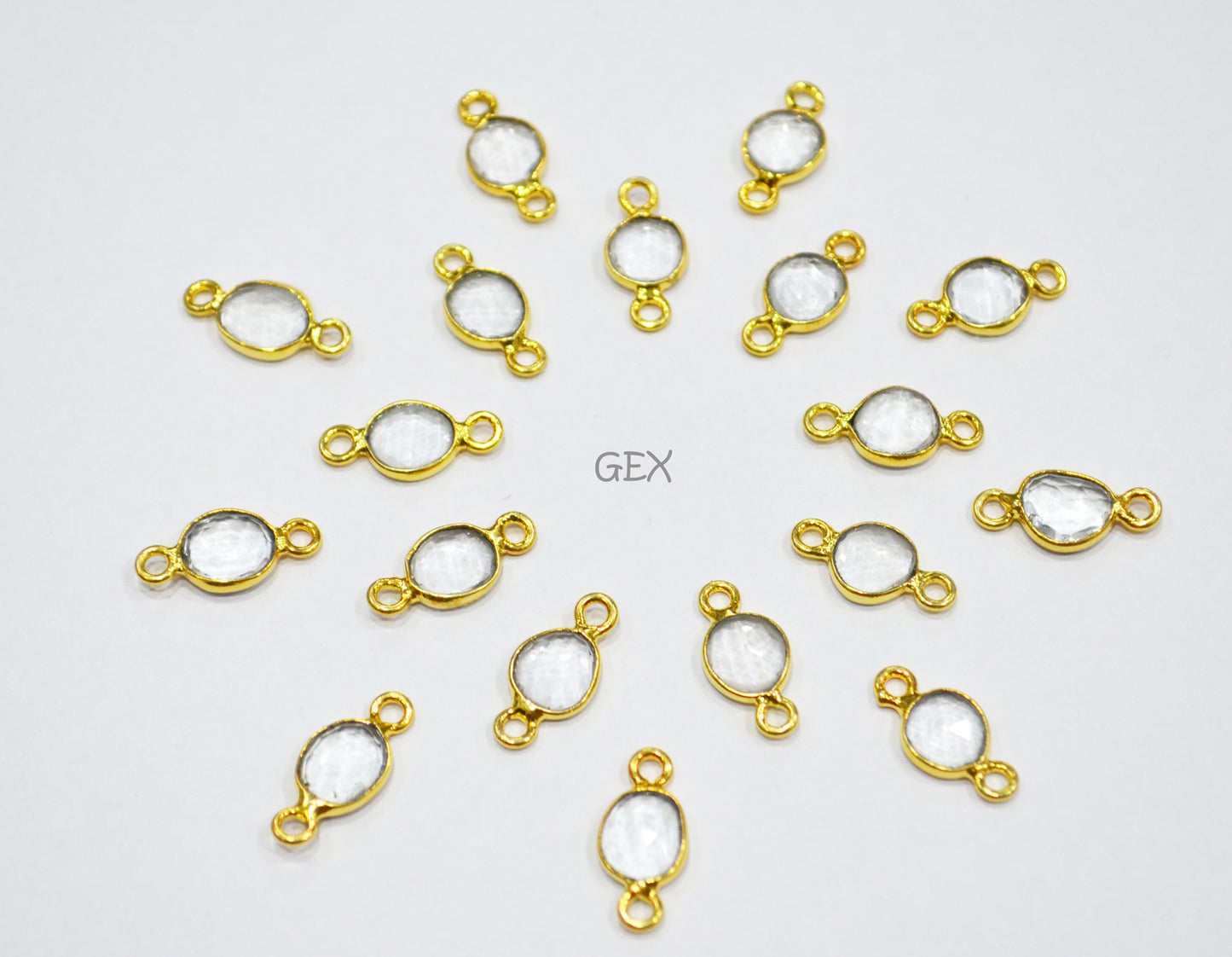 Rock Crystal Faceted Free Form Shape Connector , Sold By Piece , 7x8 - 8x10 mm , RB-7229