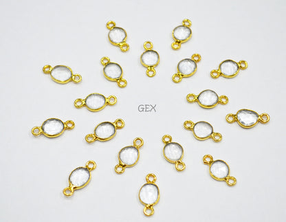 Rock Crystal Faceted Free Form Shape Connector , Sold By Piece , 7x8 - 8x10 mm , RB-7229