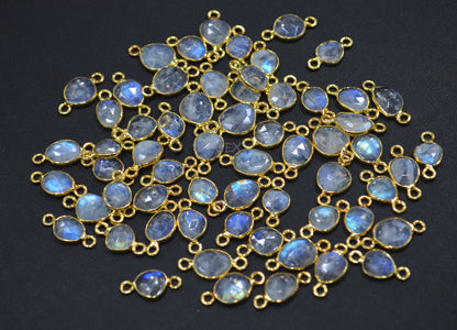 Rainbow Moonstone Faceted Free Form Shape Connector , Sold By Piece , 7x8 - 8x11 mm , RB-7230