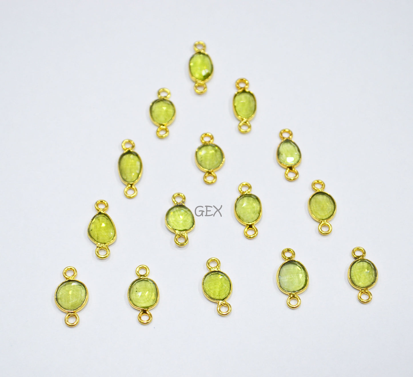 Natural Peridot Faceted Free Form Shape Connector , Sold By Piece , 7x9 - 8x11 mm , RB-7231