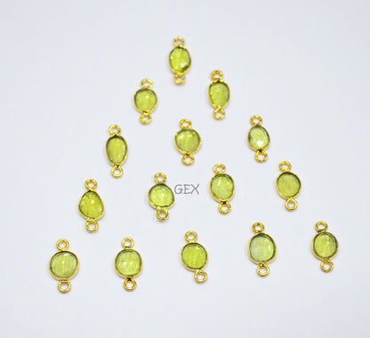 Natural Peridot Faceted Free Form Shape Connector , Sold By Piece , 7x9 - 8x11 mm , RB-7231