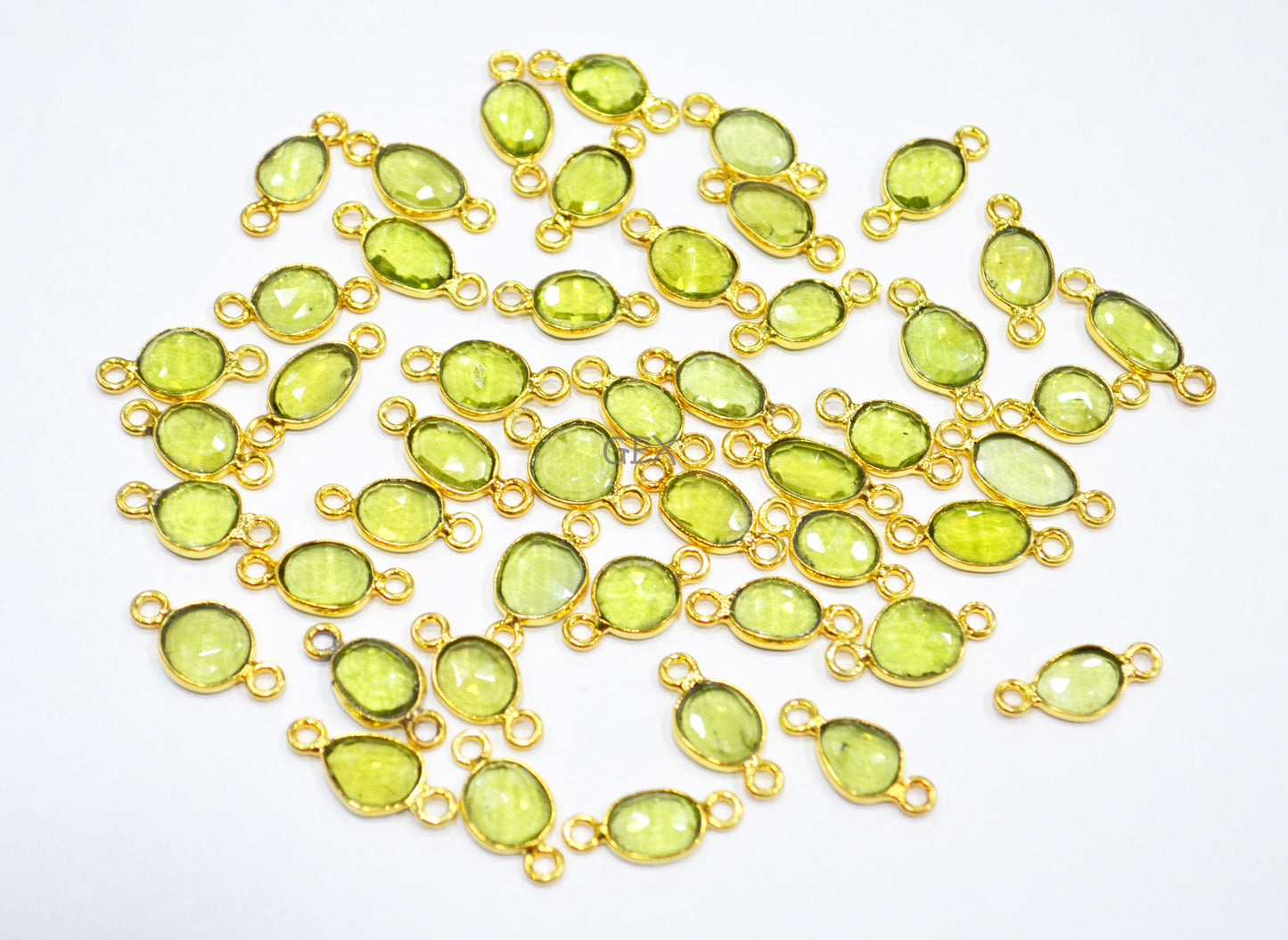 Natural Peridot Faceted Free Form Shape Connector , Sold By Piece , 7x9 - 8x11 mm , RB-7231