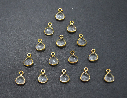 Rock Crystal Faceted Heart Shape Connector , Sold By Piece , 8 mm , RB-7232