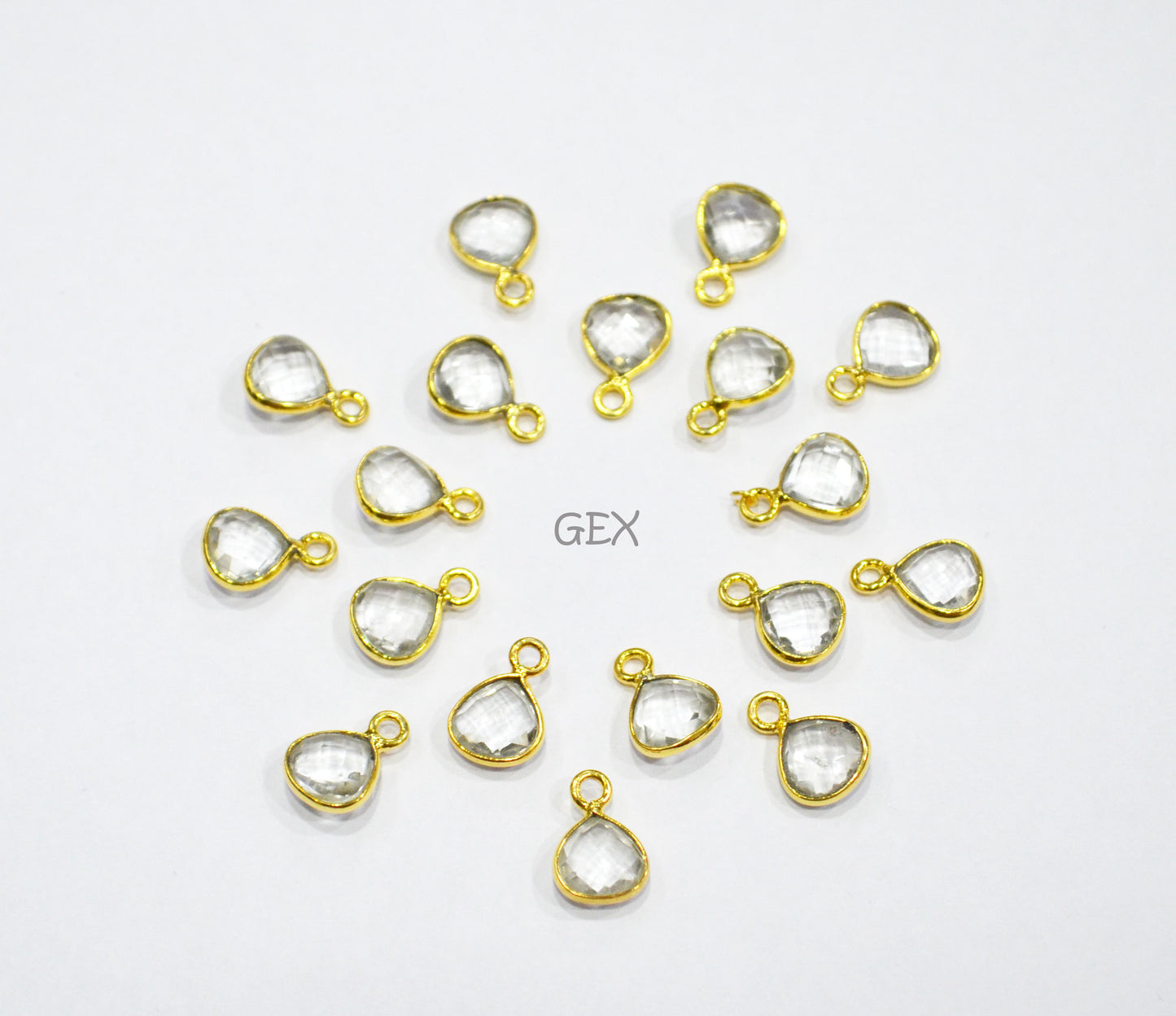 Rock Crystal Faceted Heart Shape Connector , Sold By Piece , 8 mm , RB-7232