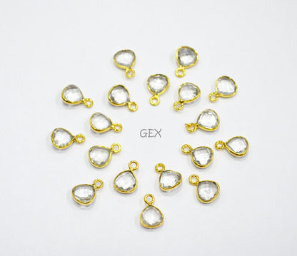 Rock Crystal Faceted Heart Shape Connector , Sold By Piece , 8 mm , RB-7232