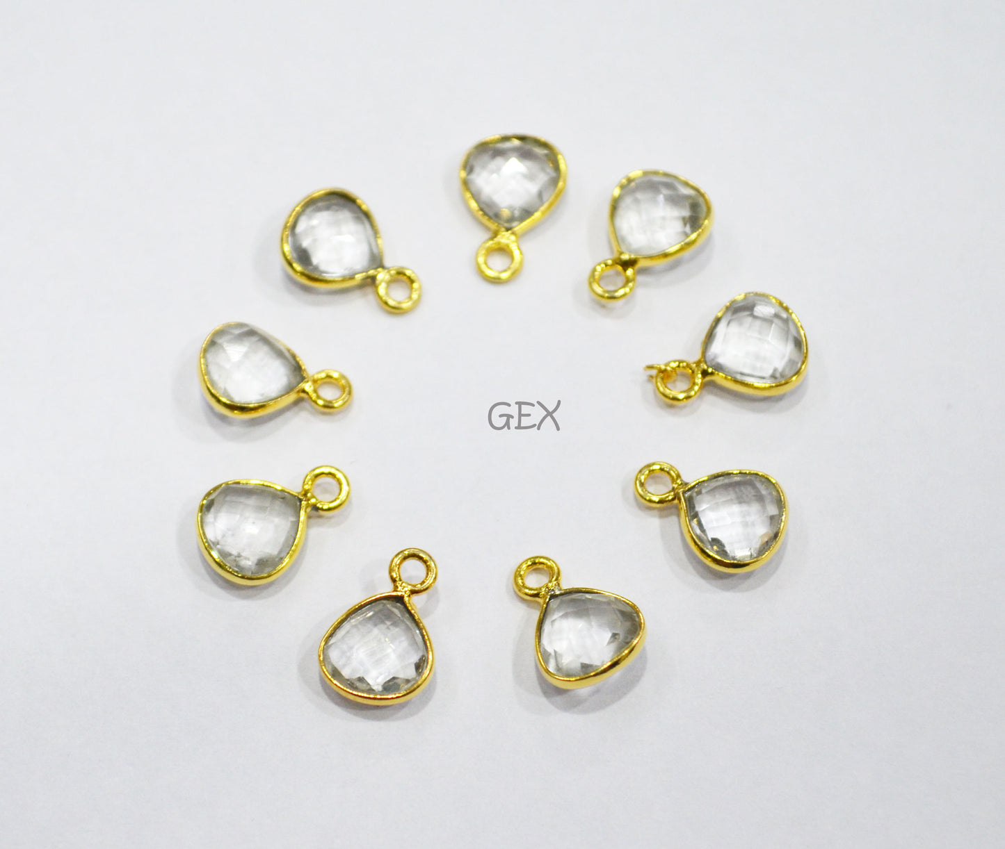 Rock Crystal Faceted Heart Shape Connector , Sold By Piece , 8 mm , RB-7232