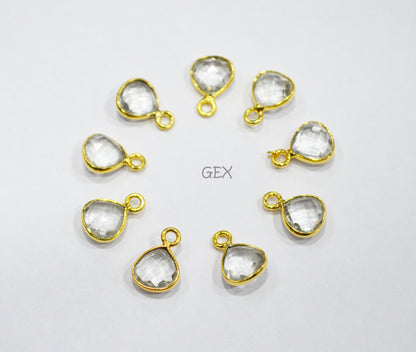 Rock Crystal Faceted Heart Shape Connector , Sold By Piece , 8 mm , RB-7232