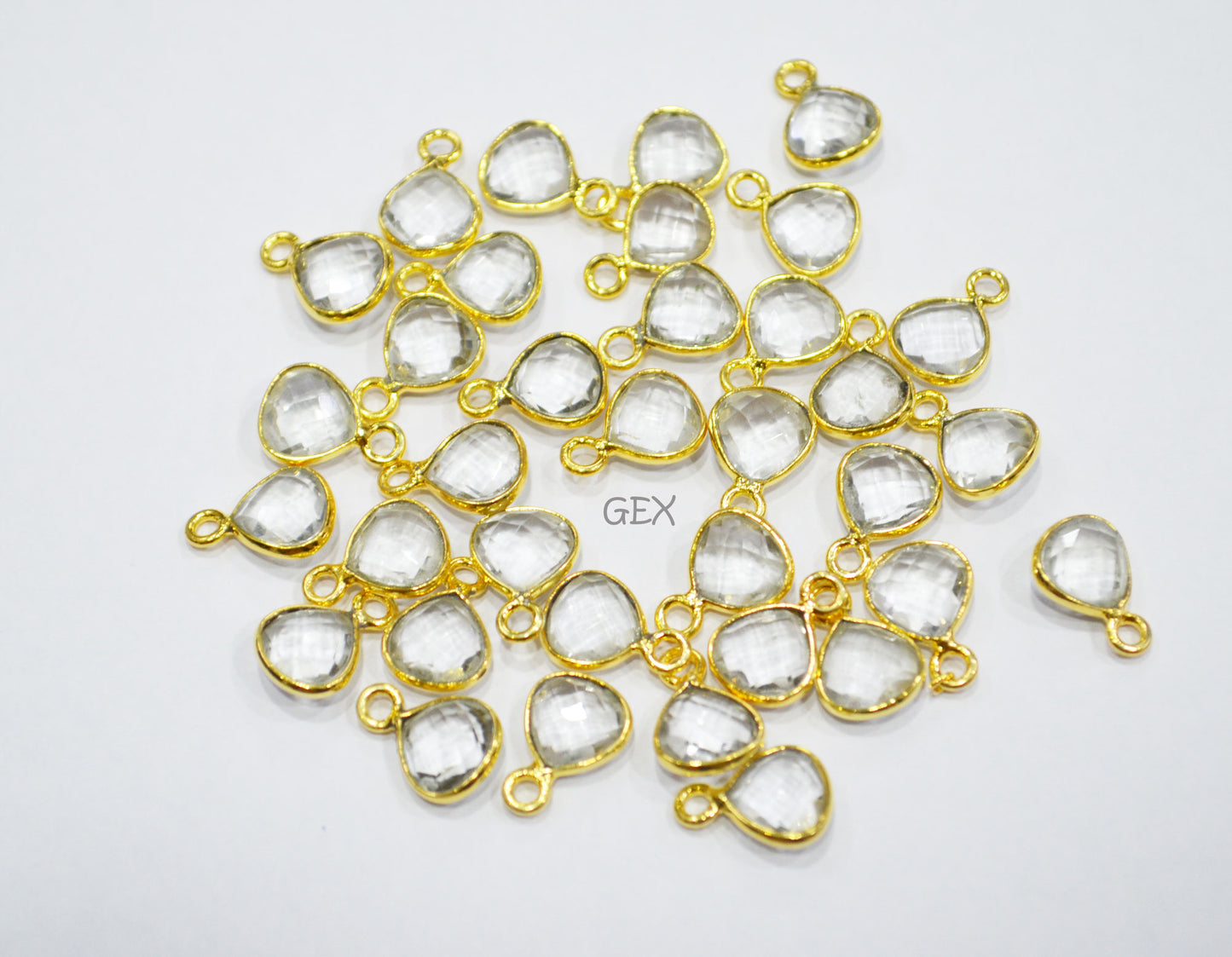 Rock Crystal Faceted Heart Shape Connector , Sold By Piece , 8 mm , RB-7232