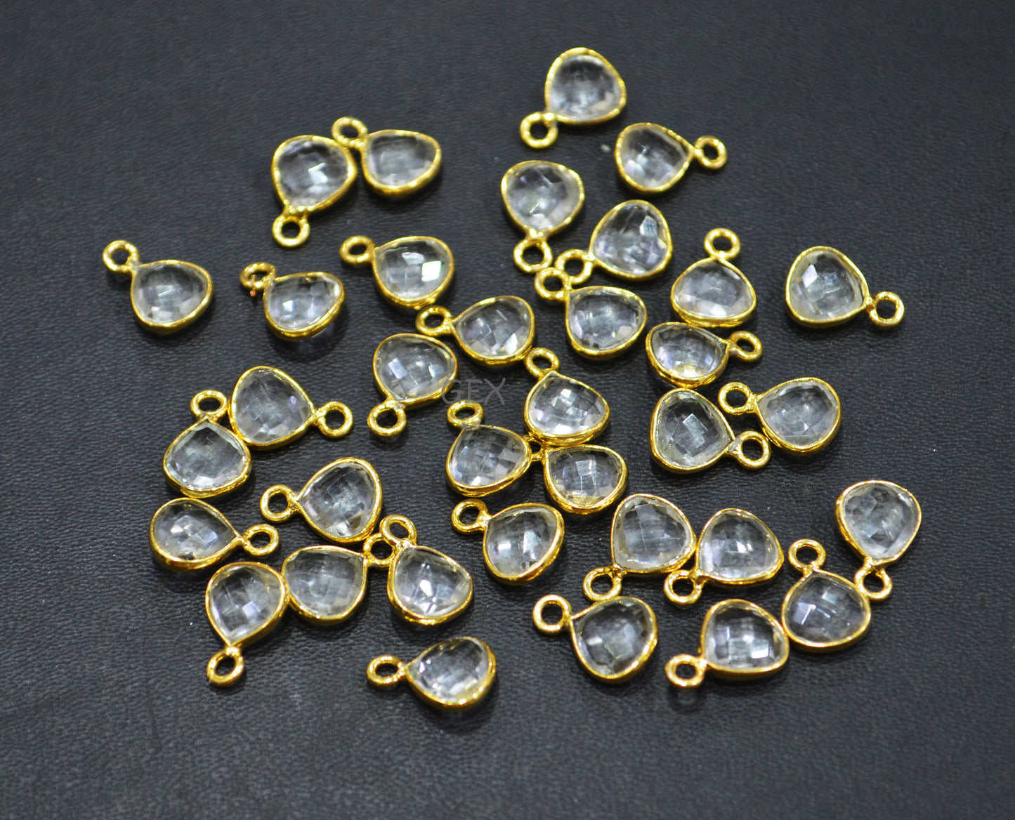 Rock Crystal Faceted Heart Shape Connector , Sold By Piece , 8 mm , RB-7232