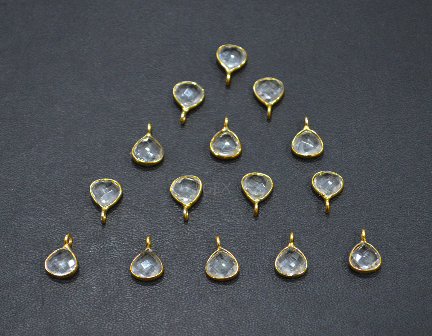Rock Crystal Faceted Heart Shape Connector , Sold By Piece , 8 mm , RB-7233