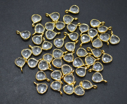 Rock Crystal Faceted Heart Shape Connector , Sold By Piece , 8 mm , RB-7233