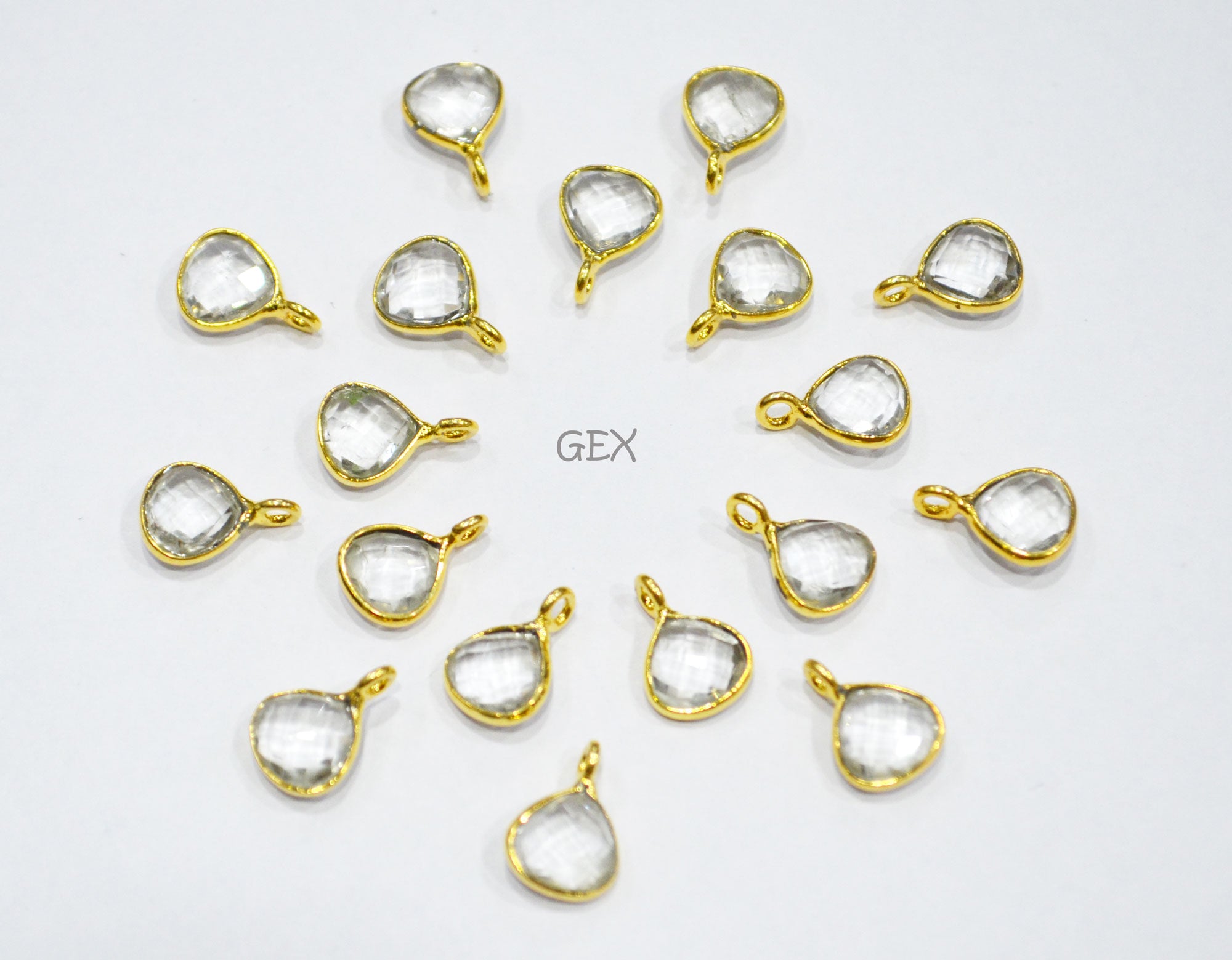 Rock Crystal Faceted Heart Shape Connector , Sold By Piece , 8 mm , RB-7233