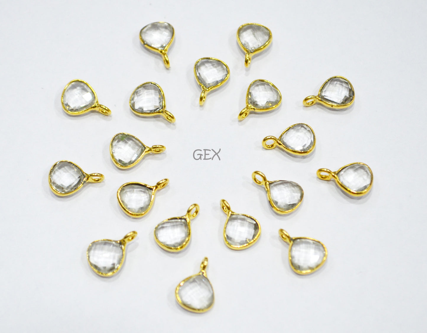 Rock Crystal Faceted Heart Shape Connector , Sold By Piece , 8 mm , RB-7233
