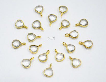 Rock Crystal Faceted Heart Shape Connector , Sold By Piece , 8 mm , RB-7233