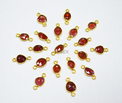 Mozambique Garnet Faceted Free Form Shape Connector , Sold By Piece , 7x9 - 9x12 mm , RB-7234