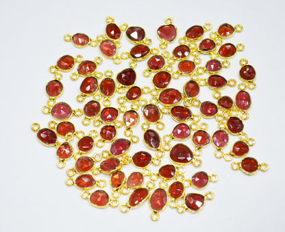Mozambique Garnet Faceted Free Form Shape Connector , Sold By Piece , 7x9 - 9x12 mm , RB-7234