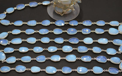 Opalite Hydro Quartz Faceted Free Form Shape Connector Chain , 12x17 - 16x21 mm , RB-7242
