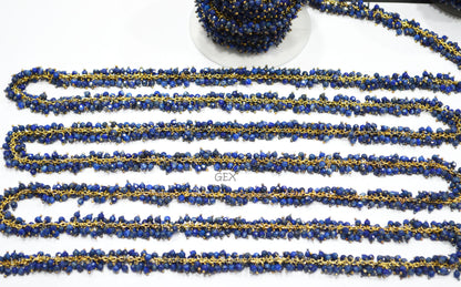 Lapis Lazuli Faceted Round Shape Grape Chain , Lapis Lazuli Angoori Cluster Wire Wrapped Chain , 3 mm , 7248
