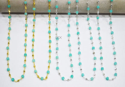 Amazonite Faceted 3D Box Shape Rosary Beaded Chain , Amazonite Cube With Pyrite Round Shape Beaded Wire Wrapped Chain  ,  3 - 4 mm ,RB-7250