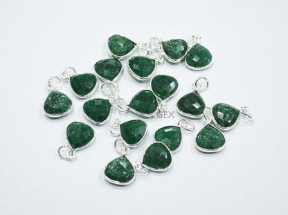 Multi Semi Precious Faceted Heart Shape Connector ,Multi Semi Precious Gemstone Single Bail Bezel Pendant , Sold By Piece , 10 - 11 mm ,7257