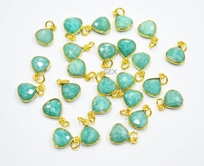 Multi Semi Precious Faceted Heart Shape Connector ,Multi Semi Precious Gemstone Single Bail Bezel Pendant , Sold By Piece , 10 - 11 mm ,7257