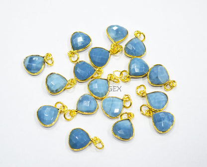 Multi Semi Precious Faceted Heart Shape Connector ,Multi Semi Precious Gemstone Single Bail Bezel Pendant , Sold By Piece , 10 - 11 mm ,7257