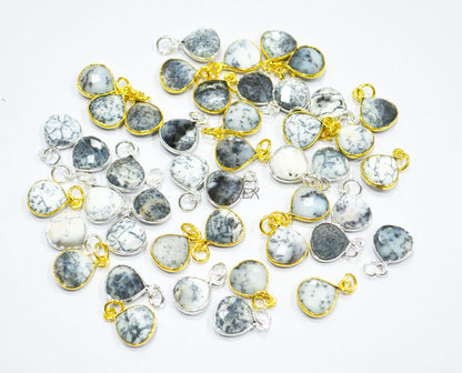 Multi Semi Precious Faceted Heart Shape Connector ,Multi Semi Precious Gemstone Single Bail Bezel Pendant , Sold By Piece , 10 - 11 mm ,7257