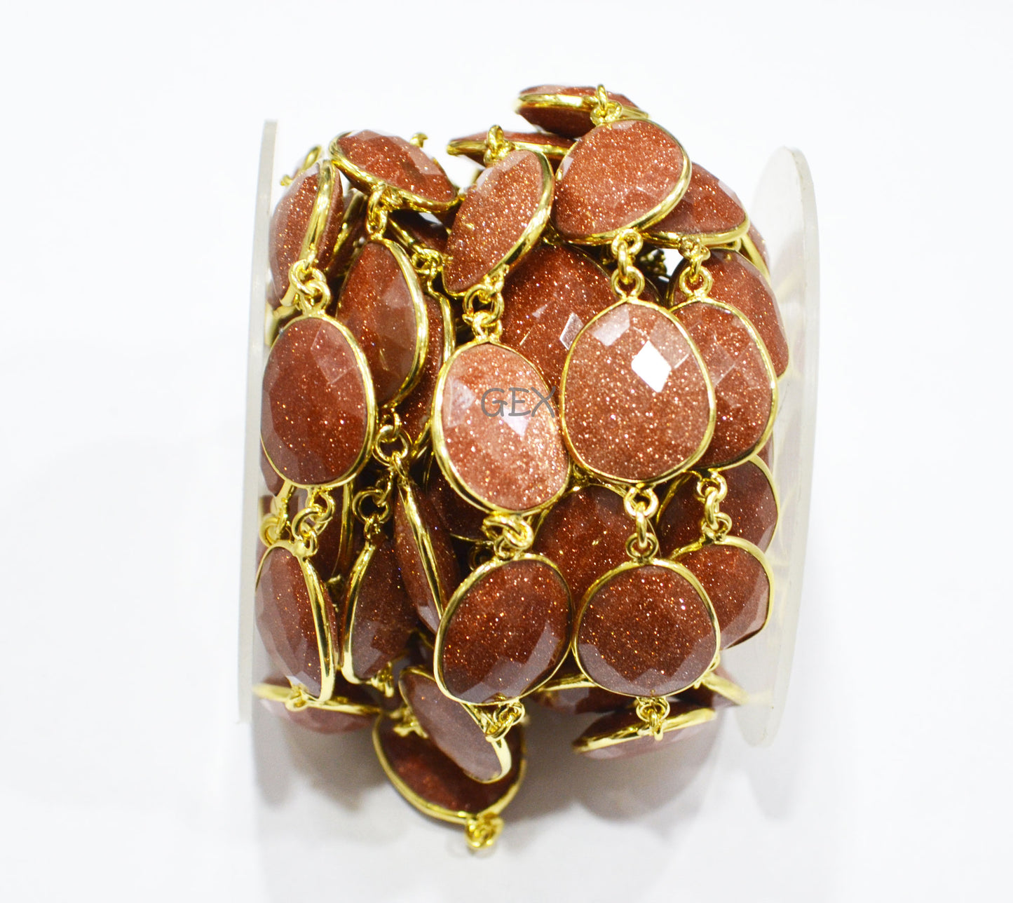 Synthetic Sunstone Hydro Quartz Faceted Free Form Shape Connector Chain , 15 - 20 mm , RB-7261