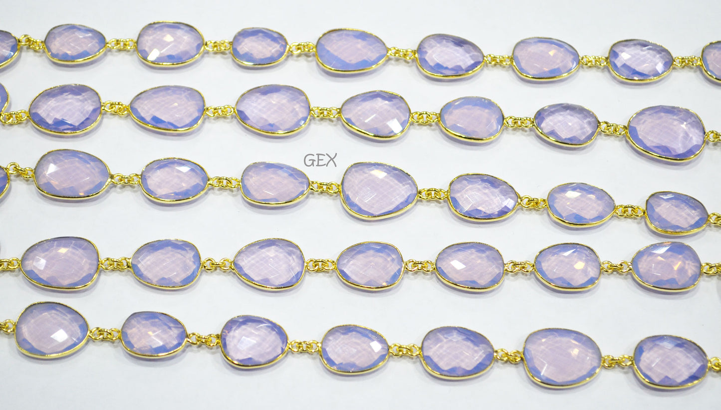 Lavender Hydro Quartz Faceted Free Form Shape Connector Chain , 13 - 20 mm , RB-7262