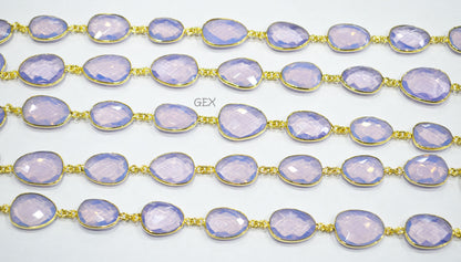 Lavender Hydro Quartz Faceted Free Form Shape Connector Chain , 13 - 20 mm , RB-7262