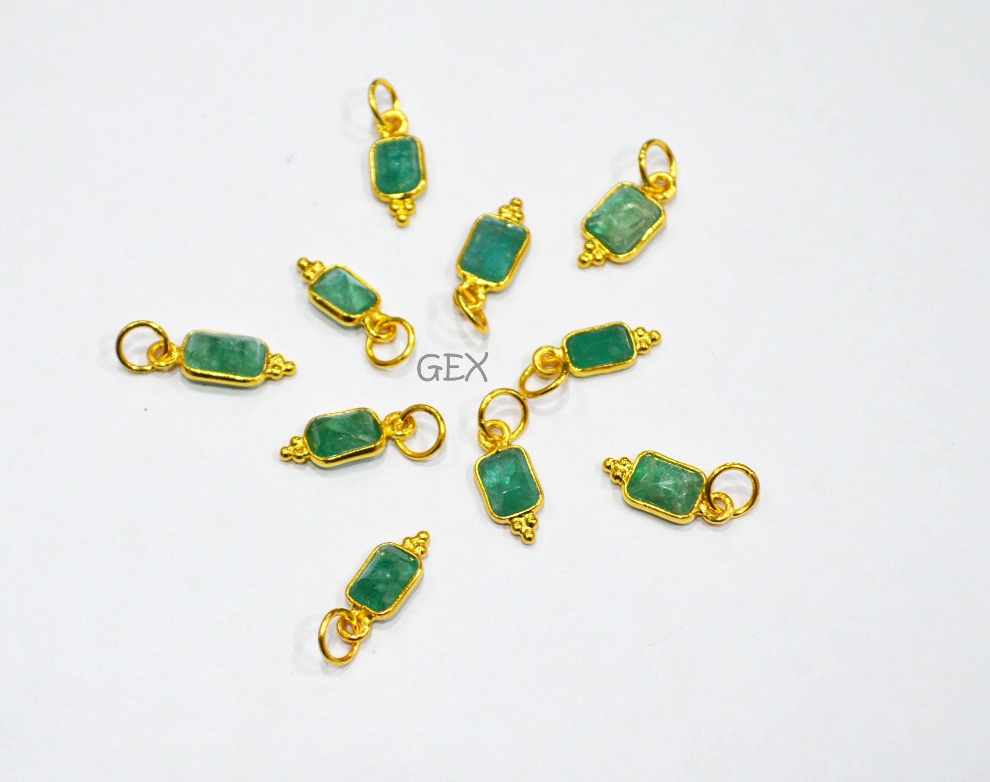 Natural Emerald Cut Baguette Shape Single Bail Connector , Natural Emerald Bezel Pendant , Sold By Piece , 7 - 10 mm , RB-7263