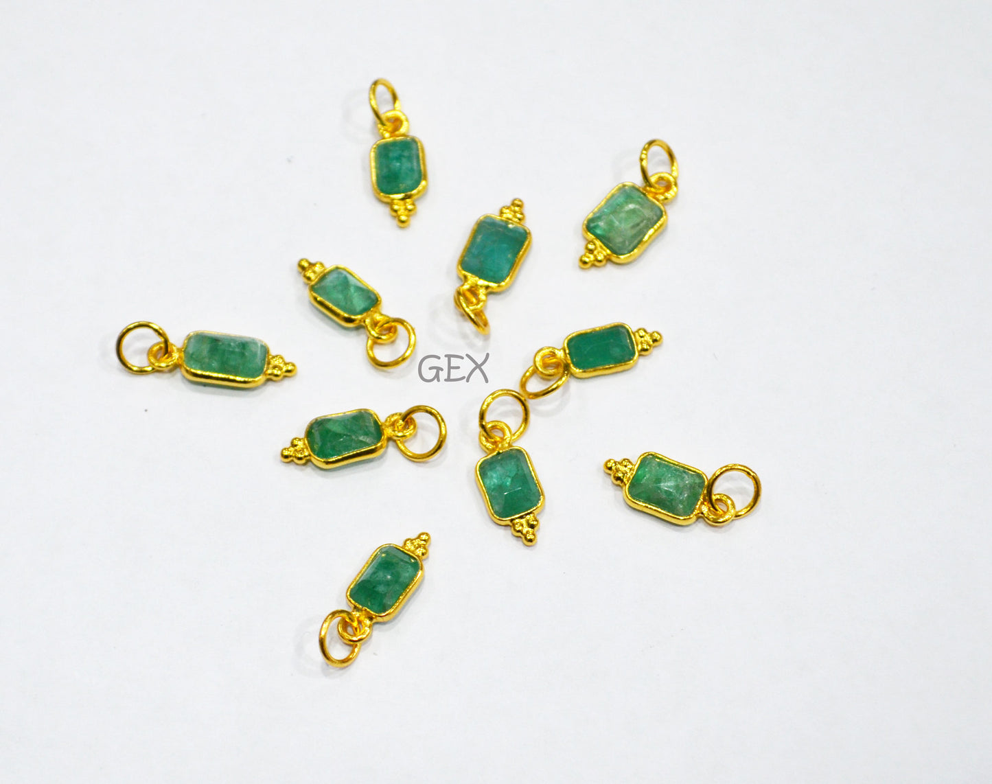 Natural Emerald Cut Baguette Shape Single Bail Connector , Natural Emerald Bezel Pendant , Sold By Piece , 7 - 10 mm , RB-7263