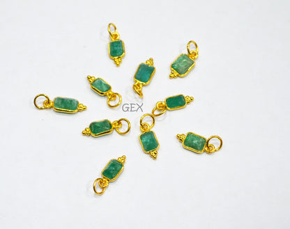 Natural Emerald Cut Baguette Shape Single Bail Connector , Natural Emerald Bezel Pendant , Sold By Piece , 7 - 10 mm , RB-7263