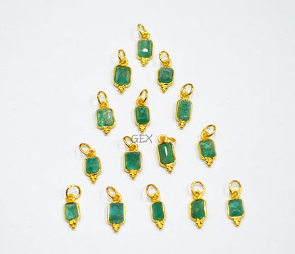 Natural Emerald Cut Baguette Shape Single Bail Connector , Natural Emerald Bezel Pendant , Sold By Piece , 7 - 10 mm , RB-7263
