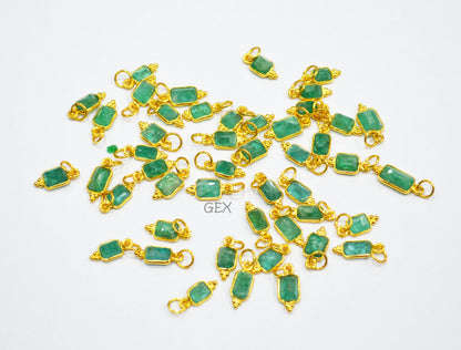 Natural Emerald Cut Baguette Shape Single Bail Connector , Natural Emerald Bezel Pendant , Sold By Piece , 7 - 10 mm , RB-7263