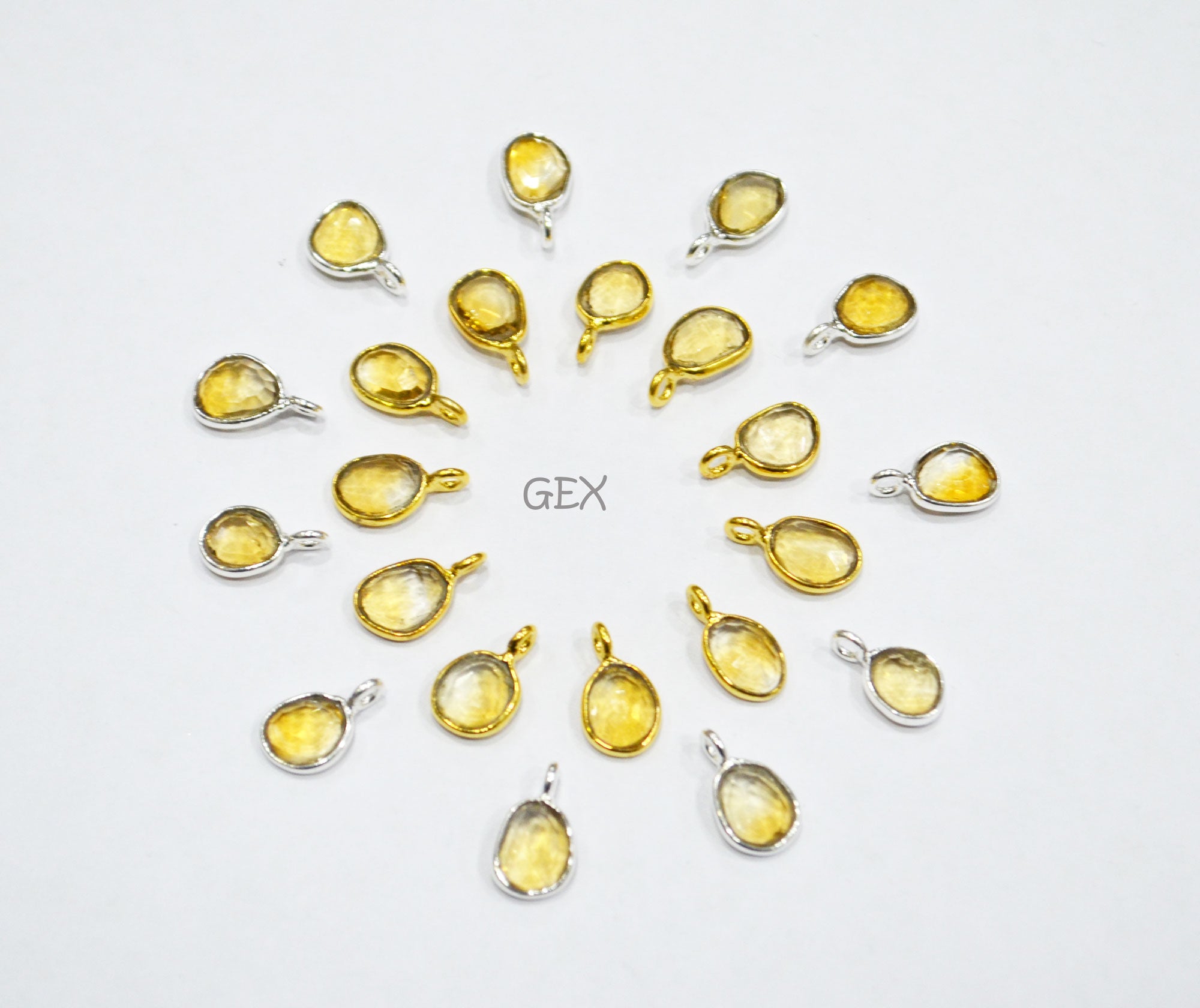 Citrine Faceted Slice Shape Connector , Sold By Piece , 7 - 10 mm , RB-7264