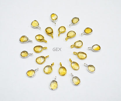 Citrine Faceted Slice Shape Connector , Sold By Piece , 7 - 10 mm , RB-7264
